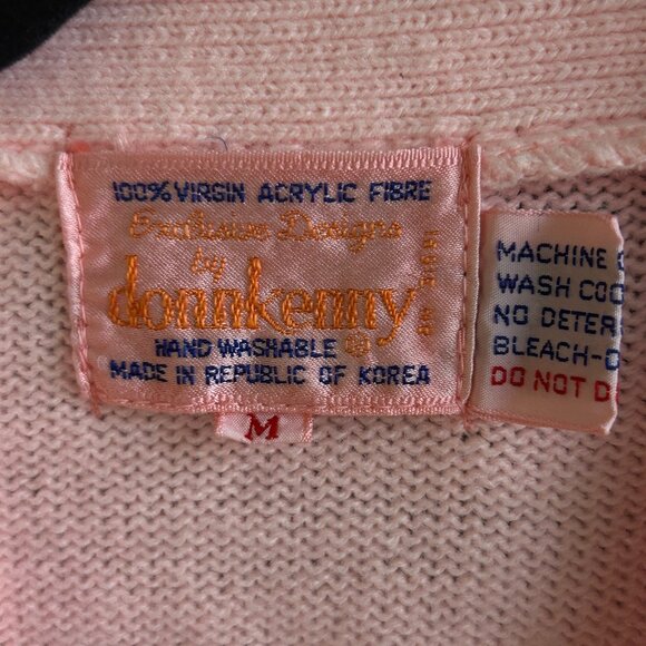 Donnkenny Pink Cardigan Sweater Vintage Coastal Grandma Coquette Size Medium - Picture 4 of 6